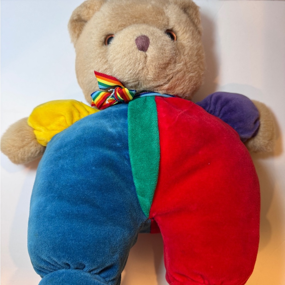 Multicolor Plush Teddy Bear with Bow Tie